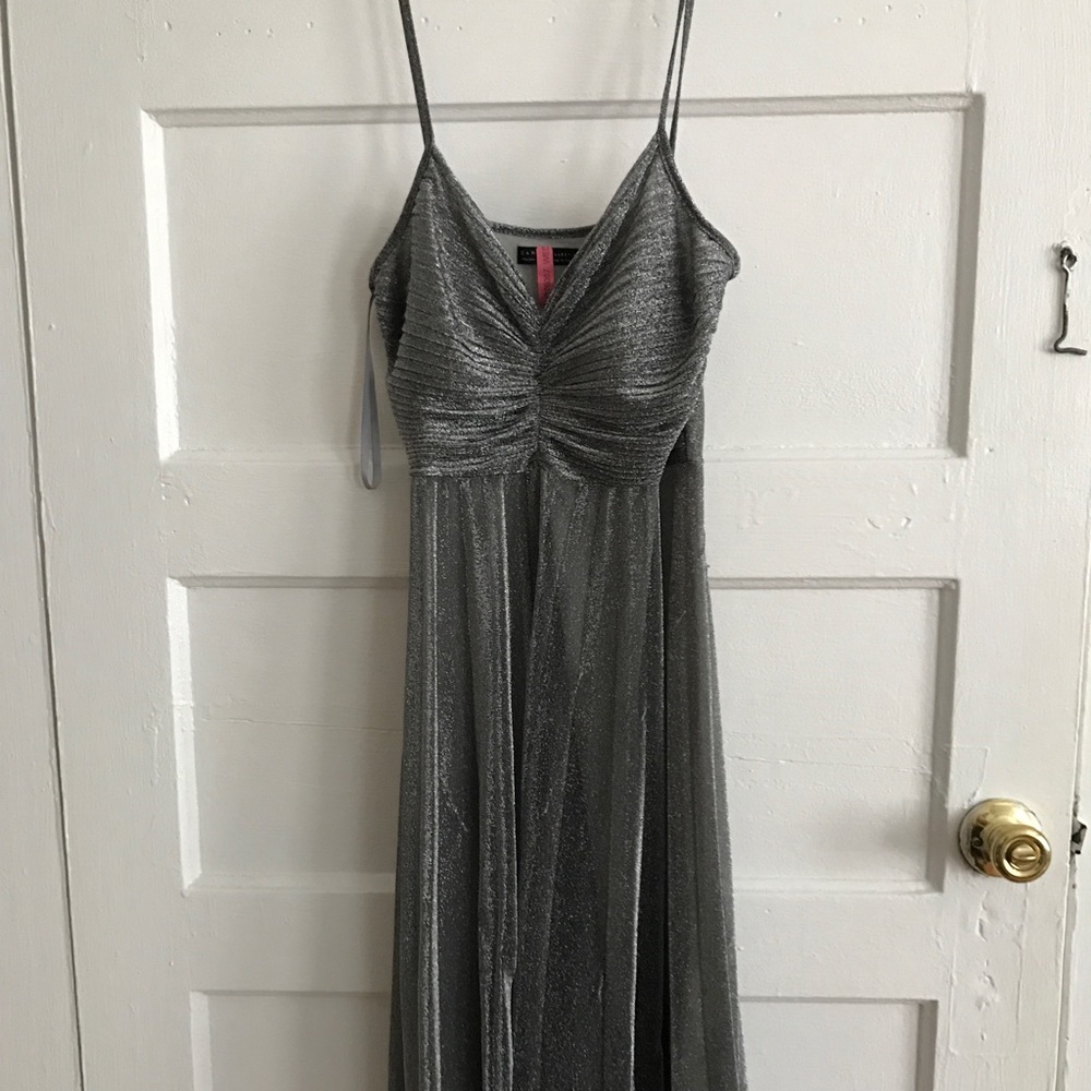 Zara silver midi-length dress